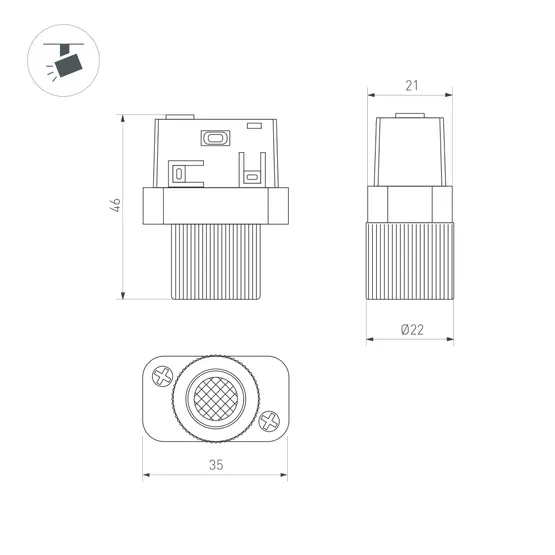 Фото #2 товара Светильник MAG-ORIENT-BABY-R22-2W Warm3000 (BK, 24 deg, 48V) (Arlight, IP20 Металл, 5 лет)