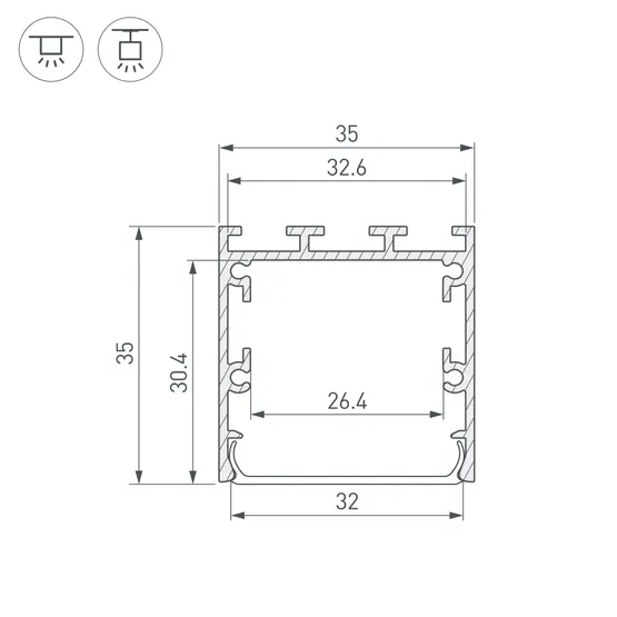 Фото #3 товара Профиль LINE-M-3535-2000 BLACK (Arlight, Алюминий)