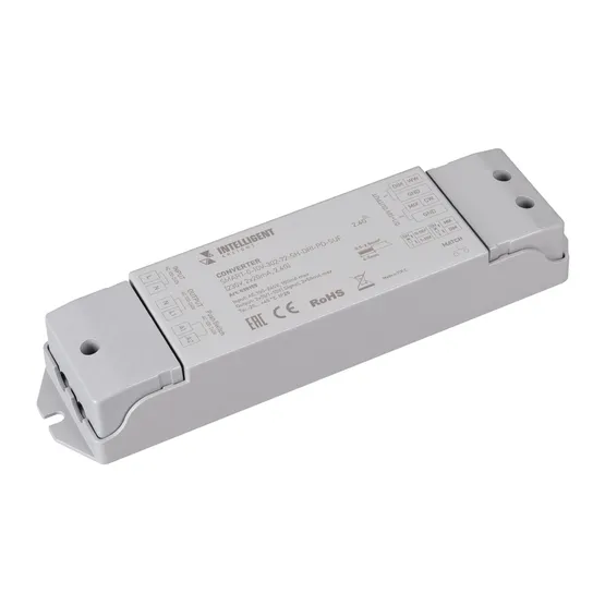 Фото товара INTELLIGENT ARLIGHT Конвертер SMART-0-10V-302-72-SH-DRI-PD-SUF (230V, 2x20mA, 2.4G) (IARL, IP20 Пластик, 5 лет)