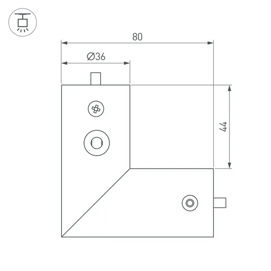 Фото #2 товара Соединитель профиля ROUND-D36-360-90 BLACK (Arlight, Металл)