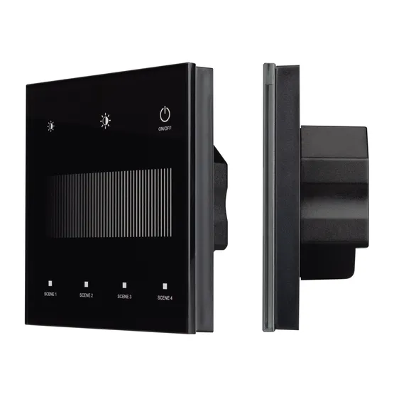 Фото #1 товара INTELLIGENT ARLIGHT Сенсорная панель SMART-DALI-301-11-1G-4SC-DT6 Черная (230V, встраиваемая, 2.4G) (IARL, IP20 Пластик, 5 лет)