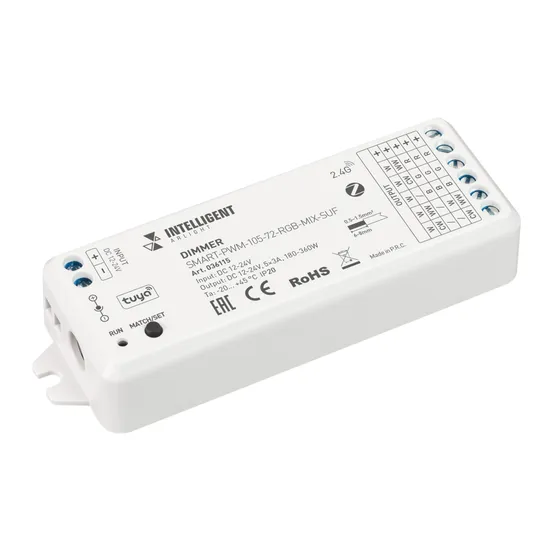 Фото товара INTELLIGENT ARLIGHT Диммер SMART-PWM-105-72-RGB-MIX-SUF (12-24V, 5x3A, ZB, 2.4G) (IARL, Пластик)