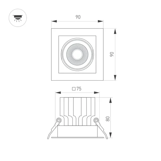 Фото #2 товара Светильник MS-VORTEX-BUILT-S90x90-12W Warm3000 (WH-WH, 20 deg, 230V) (Arlight, IP20 Металл, 5 лет)