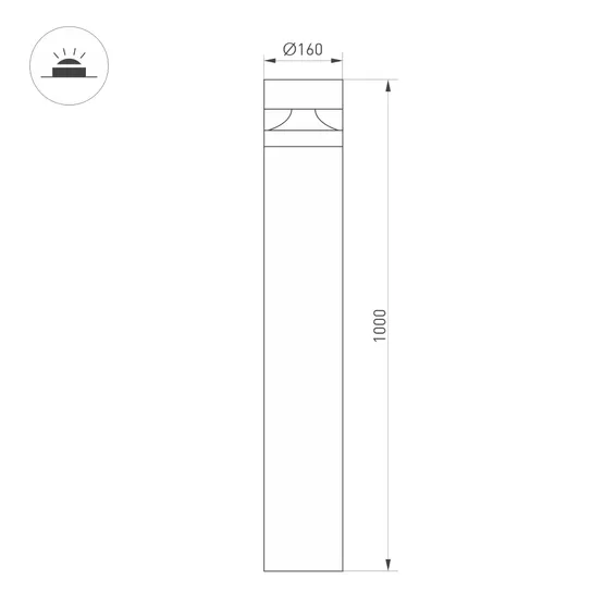 Фото #2 товара Светильник LGD-GUIDE-BOLL-H1000-20W Warm3500-MIX (GR, 280 deg, 230V) (Arlight, IP65 Металл, 5 лет)