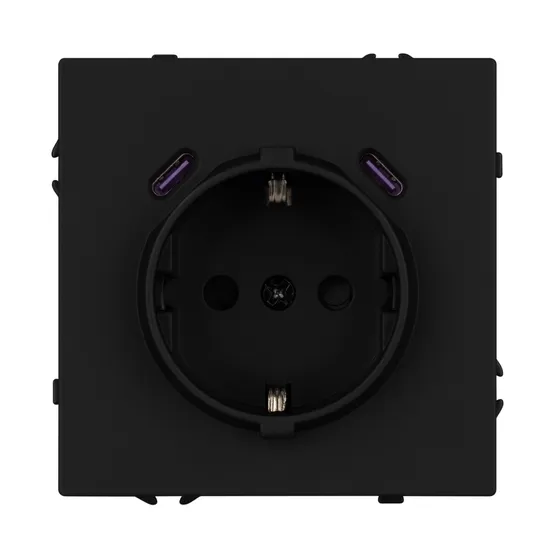 Фото #3 товара ARL NOBE Розетка зк со шторками с USB тип C+С софт-тач черный оникс SCT-MUCC-SFPL-BK (250V, 16A) (Arlight, -)