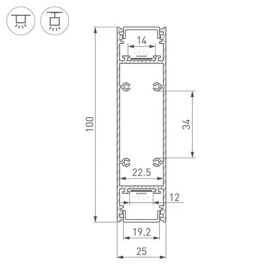 Фото #3 товара Профиль SL-LINE-25100-DUAL-2500 WHITE (Arlight, Алюминий)