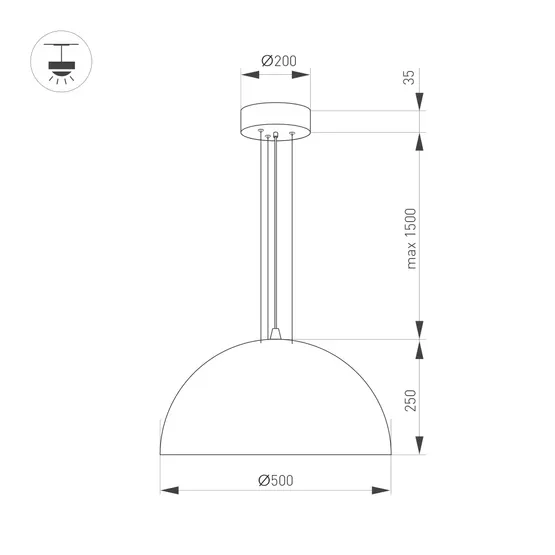 Фото #4 товара Светильник SP-RESTO-HANG-R500-30W Warm3000 (WH, 100 deg, 230V) (Arlight, IP20 Металл, 3 года)