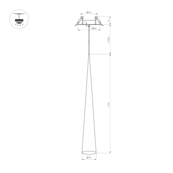 Фото #4 товара Светильник SP-STIRIA-L600-R76-5W Warm3000 (BK, 36 deg, 230V) (Arlight, IP20 Металл, 3 года)