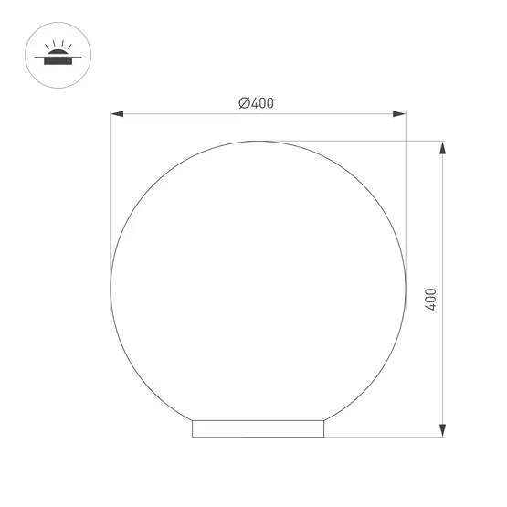 Фото #5 товара Светильник KT-GLOBE-R400-12W Warm3000 (DG, 275 deg, 24V) (Arlight, IP65 Металл, 3 года)