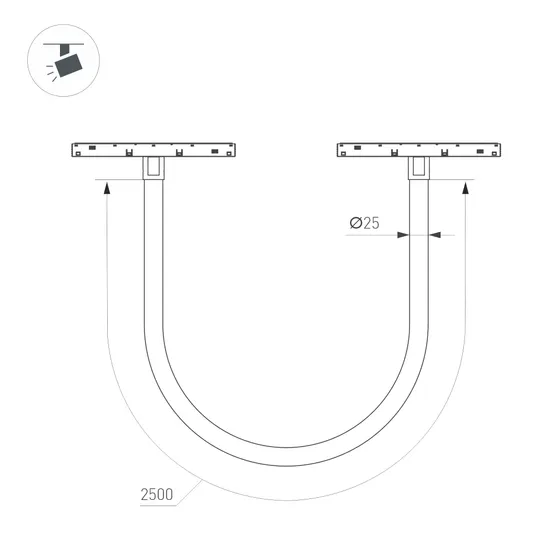 Фото #4 товара Светильник MAG-ORIENT-TUBE-ELASTIC-R25-L2500-35W Warm3000 (BK, 360 deg, 48V, DALI) (Arlight, IP20 Металл, 3 года)