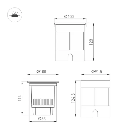 Фото #2 товара Светильник LTD-DAFNA-GROUND-R100-6W Warm2700 (SL, 45 deg, 230V) (Arlight, IP67 Металл, 5 лет)