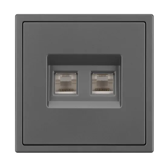 Фото #2 товара Механизм сдвоенной телефонной розетки SCT-NOBE-MTL2-SFPL-GR (RJ-11, 4C) (Arlight, Серый базальт)