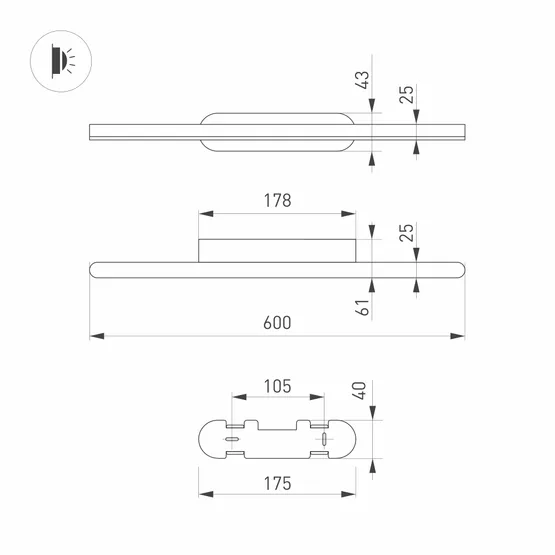 Фото #5 товара Светильник SP-TENERO-S600x45-13W Day4000 (WH, 120 deg, 230V) (Arlight, IP54 Металл, 3 года)